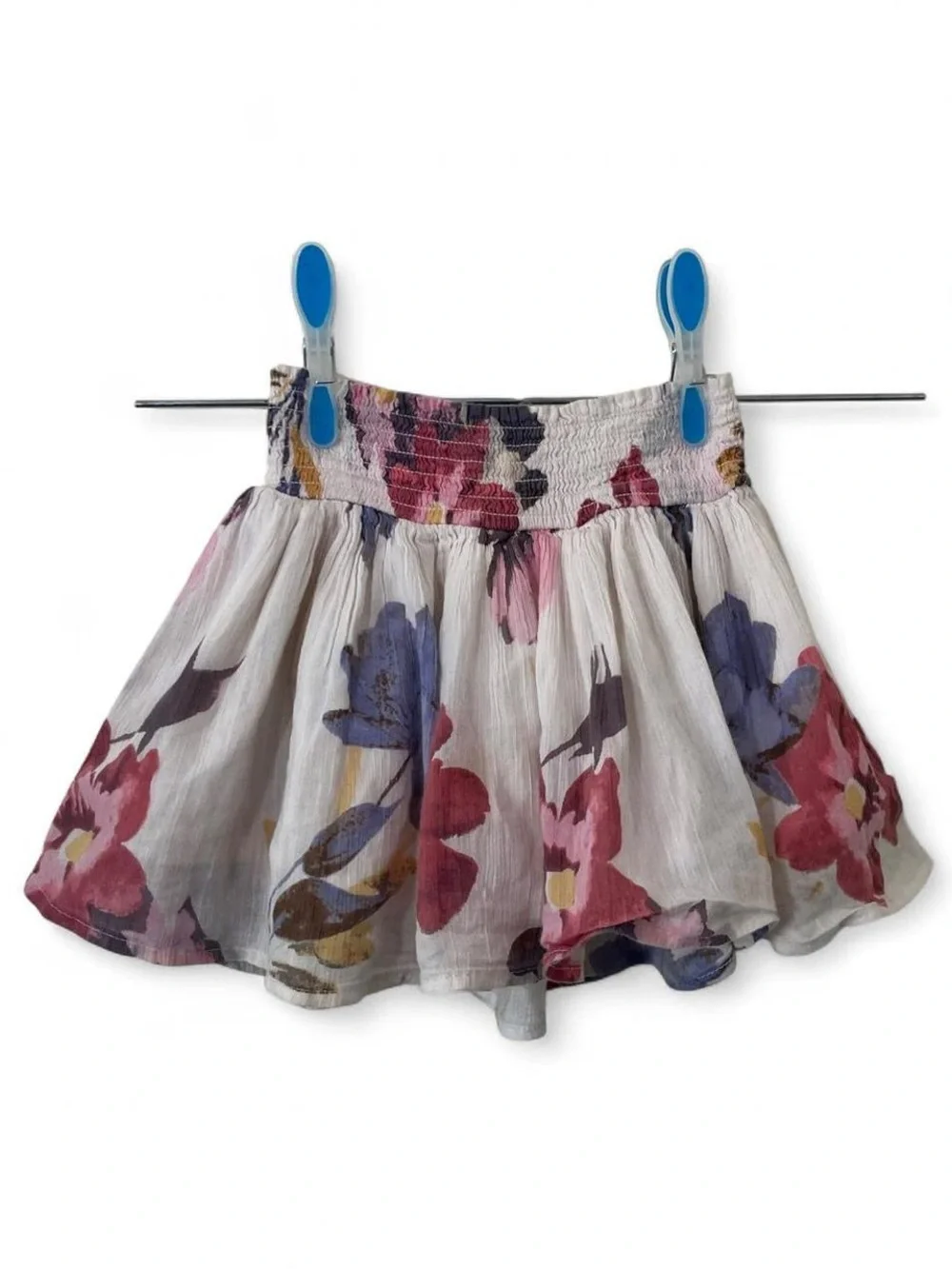 3T Girl 100% Cotton Floral Skirt Smock Stretch Waist Boho Cottage Pleated Flowy